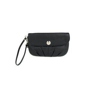 Coach Black Leather Flap Wristlet